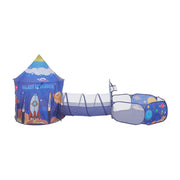 3 in 1 Aerospace Theme Play Tent with Play Tunnel and Ball Pit Play Tents Living and Home